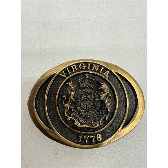 Vintage The Virginia Statehood 1776 Belt Buckle With Pouch and Paperwork main image 7